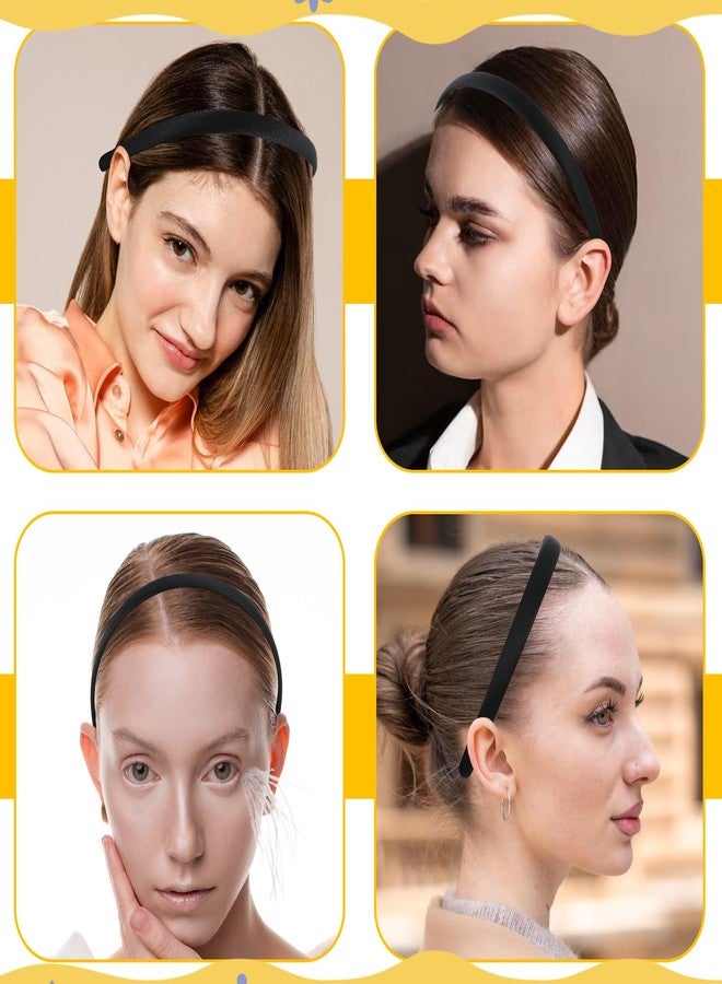 طقم ربطات شعر سوداء رفيعة من LIQWEI، قطعتان، 1.5 سم، ربطات شعر سادة غير قابلة للانزلاق، ربطات شعر مغطاة بالقماش، ربطات شعر مبطنة مصنوعة يدويًا، مثالية لأزياء التنكر والعطلات، إكسسوارات شعر نسائية - Image 4